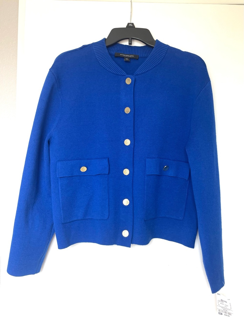 NEW! Marc Jacobs Royal Blue Gold-Button Pocket Cardigan